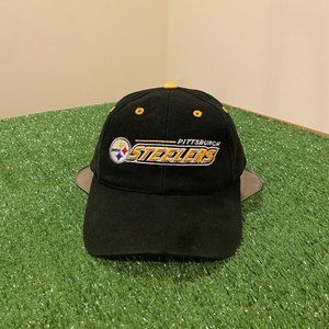 Vintage Pittsburgh Steelers hat cap snap back Logo Athletic black mens 90s